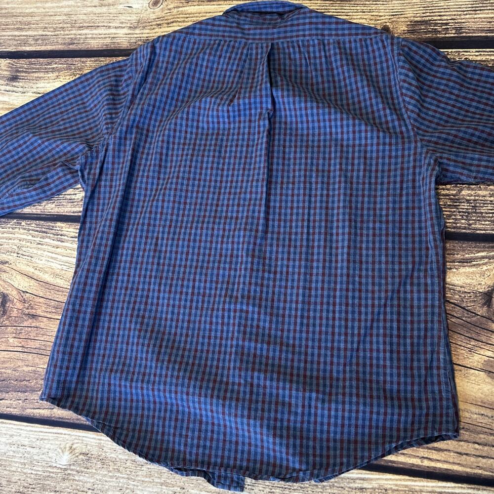 Brooks Brothers Mens Button Down Shirt Long Sleeve Checkered Blue Red Large - Picture 7 of 9